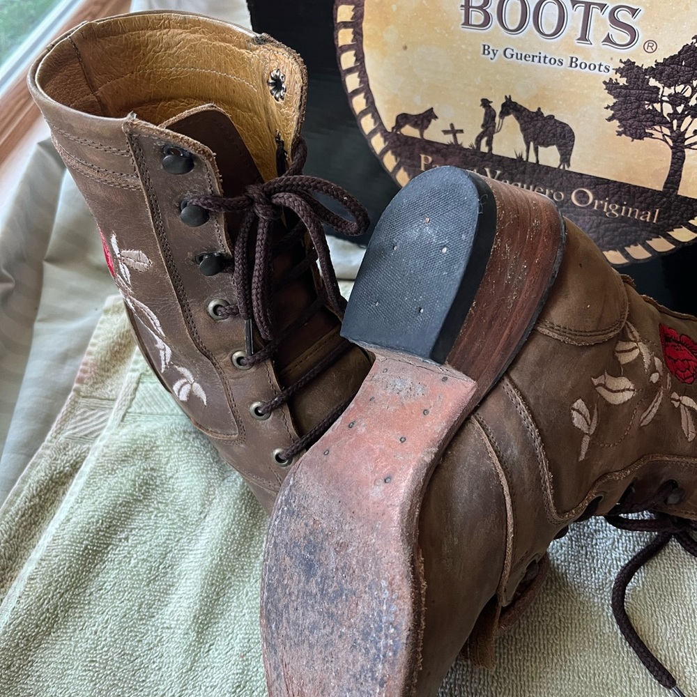 Women's Brown Embroidered Boots - Picture 3 of 7